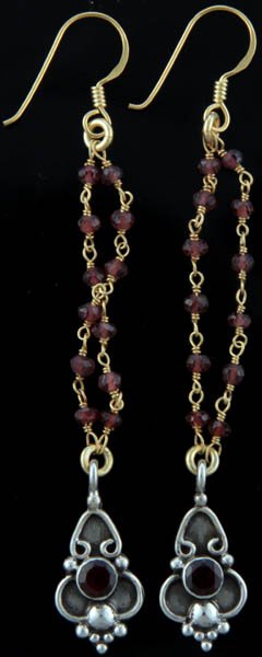 Buy Faceted Garnet Gold Plated Shower Earrings from Exotic India Art