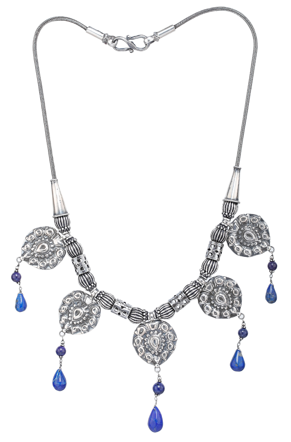 Lapis Lazuli Ethnic Necklace with Earrings