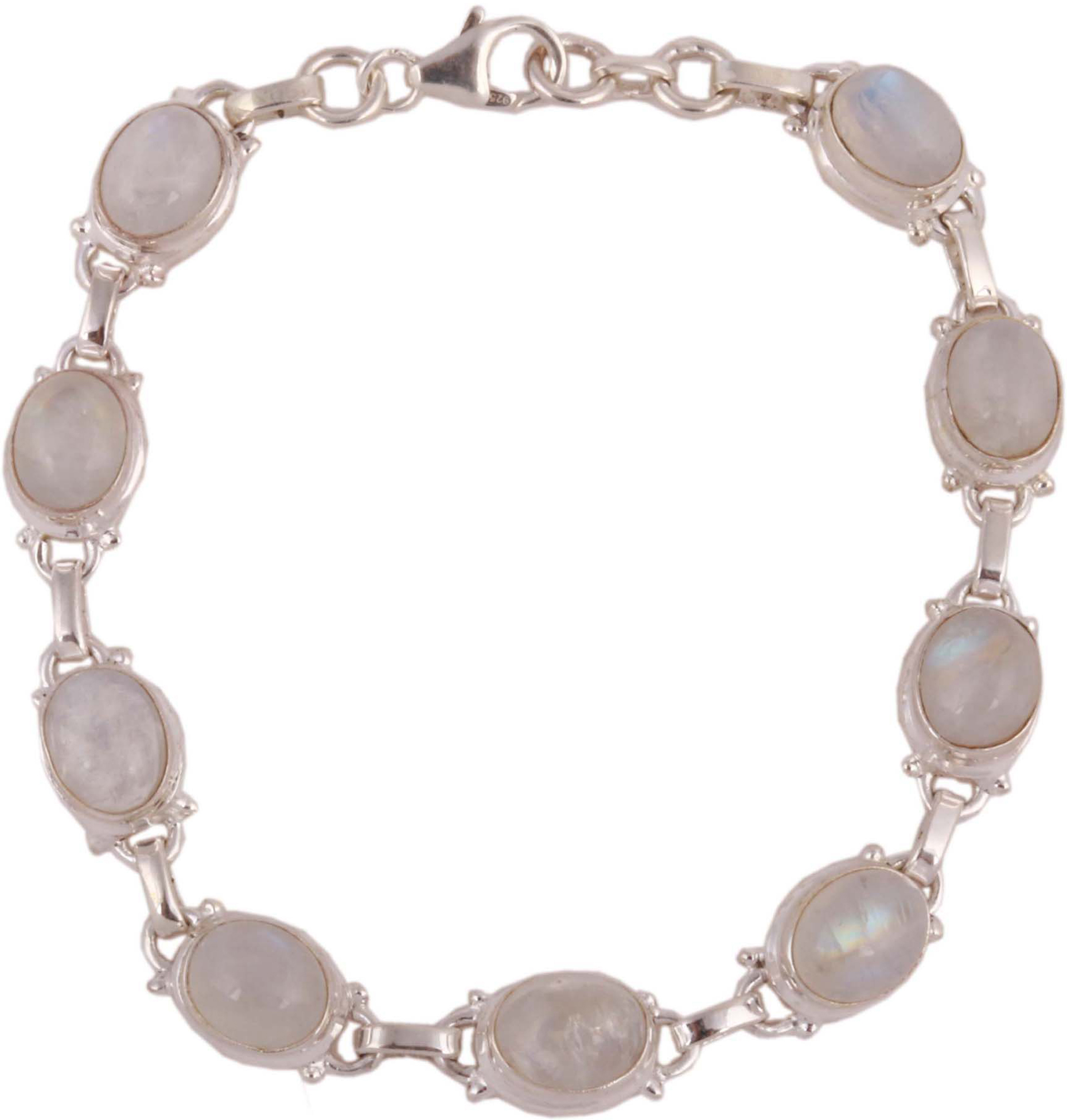 Sterling Bracelet with Cabochon Moonstone by Exotic India Art